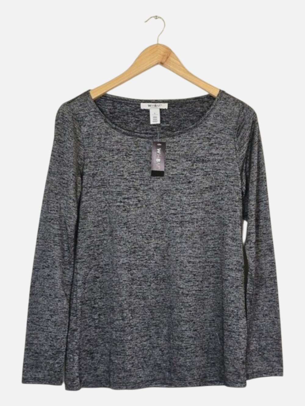 White House Black Market Scoop Neck Tee Womens S Gray Long Sleeve NWT